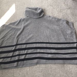 grey black striped poncho by Tahari